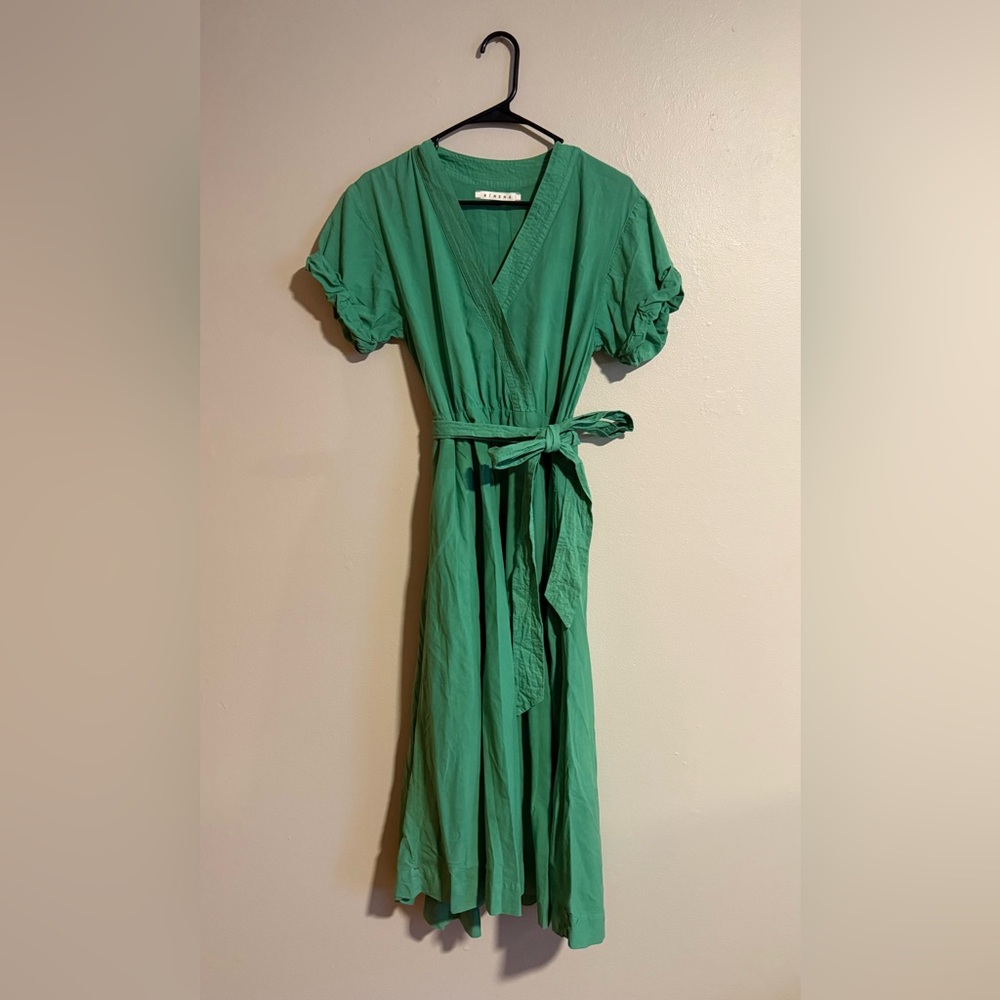 Not for sale-XIRENA Winslow Dress Palm Green Wrap Midi Dress